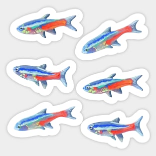 Neon tetra set Sticker